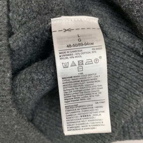 Gap Men Sweater Large Gray Crewneck Long Sleeve Fisherman Cable Knit Wool Nordic - Picture 5 of 6